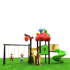 Aire de jeux extérieure commerciale pour enfants avec balançoire et toboggan en spirale